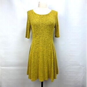 Purple Generation Womans Yellow Speckled Knit Dress Large Princess Boho Fairy